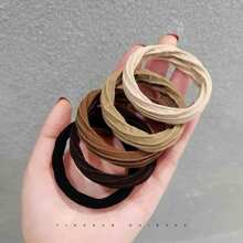 1set 5pcs Thicker & High Elasticity Chocolate Color Seamless Hair Ties Casual - Multicolor - View 2