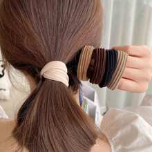 1set 5pcs Thicker & High Elasticity Chocolate Color Seamless Hair Ties Casual - Multicolor - View 1