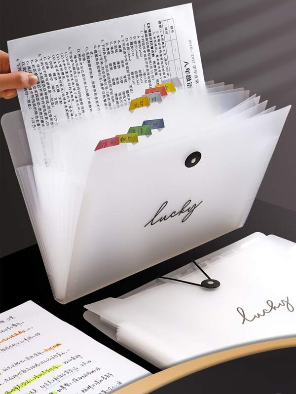 1 pièce Classeur accordéon blanc givré avec 5/8/12 compartiments au choix, en matériau PP imperméable, convient pour ranger les documents d'examen, les matériels de révision et les documents de bureau, rentrée des classes, fournitures scolaires
