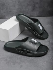 New Lightweight Men's Cartoon Pattern Home Slippers For Bathroom - Army Green - View 1