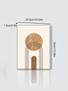 1入組復古幾何油畫圖案帶實木邊框,波西米亞風格客廳,臥室,學習房間裝飾 - 彩色 - 查看 4