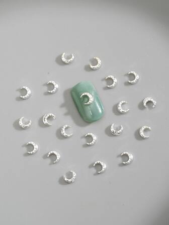 20 piezas/set Decoración de uñas de diseño de luna creciente de aleación, dijes de uñas, gemas de uñas, suministros de uñas