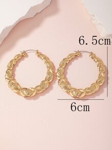 1 对独特几何设计耳环，时尚简约休闲度假奢华女士耳环 - 金色 - 查看 4