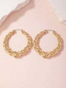 1 对独特几何设计耳环，时尚简约休闲度假奢华女士耳环 - 金色 - 查看 2