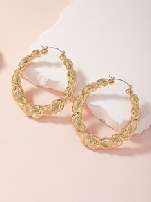 1 对独特几何设计耳环，时尚简约休闲度假奢华女士耳环 - 金色 - 查看 6