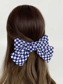 1pc Blue Plaid Hair Clip - Blue - View 2