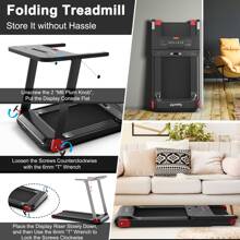 SuperFit  Folding Electric Treadmill Compact Walking Running Machine w/APP Control Speaker - Red - View 9