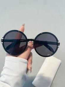 1 副女士亚克力圆形时尚眼镜万圣节基本款秋冬女士服装商务休闲礼物适合夏季海滩度假、户外、旅行 - 黑色 - 查看 2