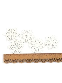 50pcs Wooden Snowflake Craft Pieces For Diy Scrapbooking, Wooden Decoration, Home Decor, Party Supplies - White - View 3