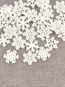 50pcs Wooden Snowflake Craft Pieces For Diy Scrapbooking, Wooden Decoration, Home Decor, Party Supplies - White - View 4