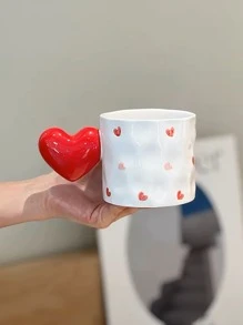 Love心手柄彩色陶瓷馬克,咖啡杯 - 紅色 - 查看 1