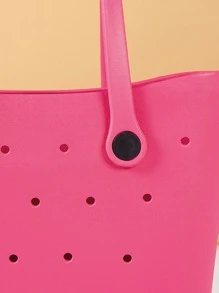 EVA 防水橡胶沙滩包，户外运动便携式手提包，时尚旅行船游泳手提包，可拆卸手柄，大容量，经典休闲户外、旅行、郊游、度假、海滩、度假 - 玫紅色 - 查看 6