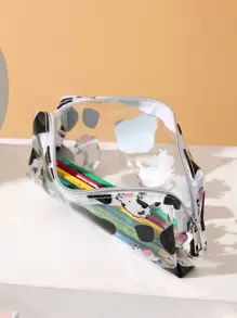 时尚卡通奶牛图案印花透明PVC铅笔盒，返校季必备，学习用品，铅笔袋，书包，文具 - 彩色 - 查看 5