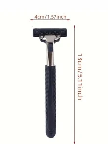 安全剃刀6層刀片剃鬚刀1刮胡刀手柄和6刮胡刀頭 - 黑色 - 查看 3