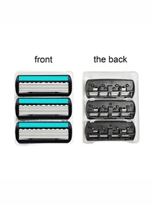 安全剃刀6層刀片剃鬚刀1刮胡刀手柄和6刮胡刀頭 - 黑色 - 查看 7