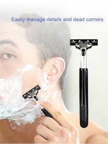 安全剃刀6層刀片剃鬚刀1刮胡刀手柄和6刮胡刀頭 - 黑色 - 查看 4