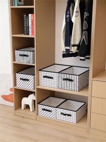 1pc Elegant Fabric Storage Box (Available In Multiple Sizes), Washable & Foldable Organizer For Clothes, Toys, Books, Etc. - No. 1 gray square - View 1