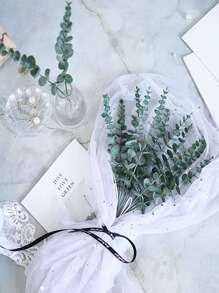 5/10/12/20 chiếc Thân lá khuynh diệp nhân tạo, Lá màu xanh đậm sương giá trắng, Bố trí hoa cưới DIY, Trang trí phòng khách tại nhà - màu xanh lá - Xem 6