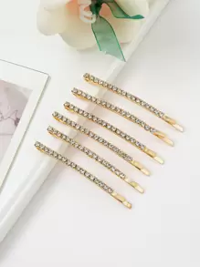 6个装女士时尚华丽发夹，优雅爪夹，发卡，学生用品，发饰，头部饰品，发夹 - 金色 - 查看 1