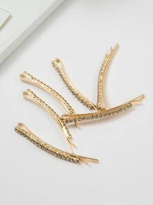 6个装女士时尚华丽发夹，优雅爪夹，发卡，学生用品，发饰，头部饰品，发夹 - 金色 - 查看 4