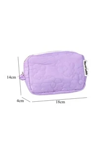 可爱花朵印花旅行化妆包，1 件轻便多功能防水化妆品收纳包手提包沐浴淋浴钱包袋便携式化妆品刷收纳包带拉链封口，可装口红、刷子、护肤品、手机、硬币、小物件，适合家庭、旅行、度假和学校使用，化妆包化妆袋护肤包洗漱包收纳袋，旅行必需品邮轮必需品宿舍必需品，婚礼伴娘礼物，妈妈礼物，生日礼物，送给朋友和老师的礼物，家居装饰，浴室客厅卧室装饰，浴室收纳盒，珠宝收纳盒，唇油收纳盒，指甲油收纳盒化妆品收纳盒化妆盒 - 紫色 - 查看 4