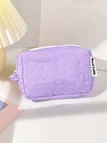 可爱花朵印花旅行化妆包，1 件轻便多功能防水化妆品收纳包手提包沐浴淋浴钱包袋便携式化妆品刷收纳包带拉链封口，可装口红、刷子、护肤品、手机、硬币、小物件，适合家庭、旅行、度假和学校使用，化妆包化妆袋护肤包洗漱包收纳袋，旅行必需品邮轮必需品宿舍必需品，婚礼伴娘礼物，妈妈礼物，生日礼物，送给朋友和老师的礼物，家居装饰，浴室客厅卧室装饰，浴室收纳盒，珠宝收纳盒，唇油收纳盒，指甲油收纳盒化妆品收纳盒化妆盒 - 紫色 - 查看 1
