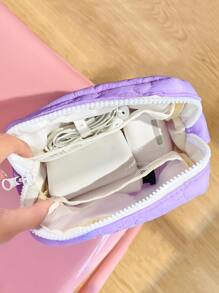 可爱花朵印花旅行化妆包，1 件轻便多功能防水化妆品收纳包手提包沐浴淋浴钱包袋便携式化妆品刷收纳包带拉链封口，可装口红、刷子、护肤品、手机、硬币、小物件，适合家庭、旅行、度假和学校使用，化妆包化妆袋护肤包洗漱包收纳袋，旅行必需品邮轮必需品宿舍必需品，婚礼伴娘礼物，妈妈礼物，生日礼物，送给朋友和老师的礼物，家居装饰，浴室客厅卧室装饰，浴室收纳盒，珠宝收纳盒，唇油收纳盒，指甲油收纳盒化妆品收纳盒化妆盒 - 紫色 - 查看 3