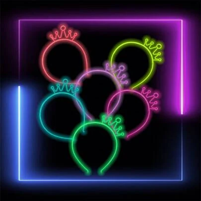 6/12个发光发箍，生日派对、节日、圣诞节装饰用发光发圈