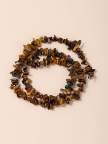 Piedra de cristal natural asimétrica triturada, adecuada para hacer collares, pulseras, decoraciones de joyas, cuentas DIY y accesorios de joyería - Cuentas de grava con ojos de tigre amarillo natural - Ver 1