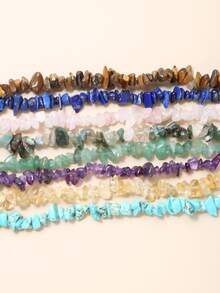 Piedra de cristal natural asimétrica triturada, adecuada para hacer collares, pulseras, decoraciones de joyas, cuentas DIY y accesorios de joyería - Cuentas de grava con ojos de tigre amarillo natural - Ver 7