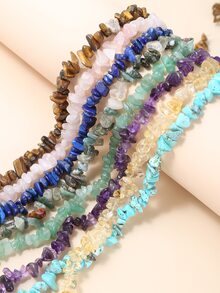 Piedra de cristal natural asimétrica triturada, adecuada para hacer collares, pulseras, decoraciones de joyas, cuentas DIY y accesorios de joyería - Cuentas de grava con ojos de tigre amarillo natural - Ver 8