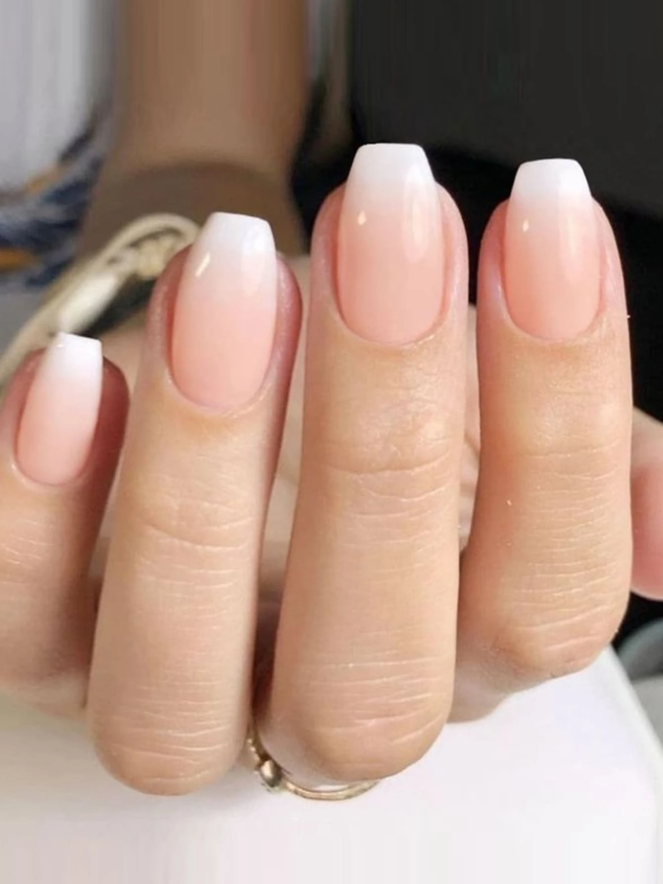 24 Short Coffin Shaped Ramadan Gradient Fingernail Patches With 1 Jelly Patch And 1 File Strip - Multicolor - View 1