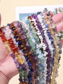 Piedra de cristal natural asimétrica triturada, adecuada para hacer collares, pulseras, decoraciones de joyas, cuentas DIY y accesorios de joyería - Cuentas de grava con ojos de tigre amarillo natural - Ver 2