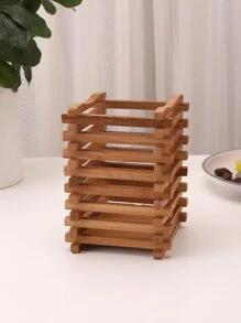 1pc Bamboo Cutlery Basket - Apricot - View 2