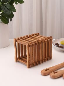 1pc Bamboo Cutlery Basket - Apricot - View 3