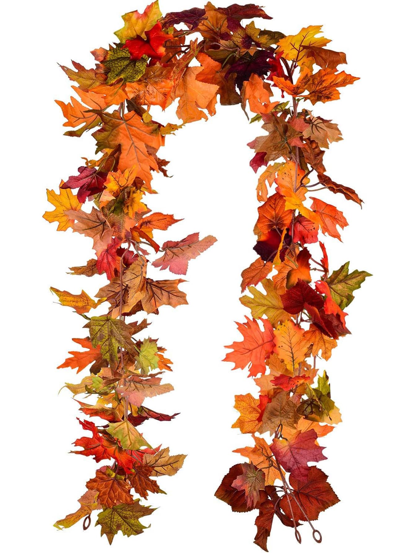 1 Pack Fall Maple Garland - 5.9ft/Piece Artificial Fall Foliage Garland Colorful Autumn Decor for Home Wedding Party - Orange - View 1
