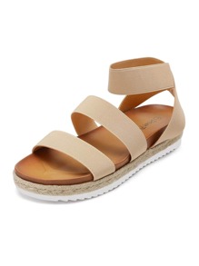 Women'S Open Toe Elastica Ankle Strap Espadrille Dressy Flatform Wedge Sandals Elastic Ankle Strap Platform Sandals - 杏色 - 查看 9