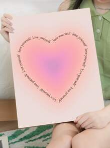 1 Pc, Gradient Love, Love Yourself, Psychological Suggestion Decorative Painting, Waterproof Oil Canvas, Used For Living Room, Dormitory, Bedroom Desk Ornament, Framed/Framed