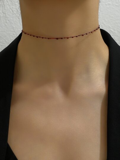 1pc Red Gothic Style Blood Dripping Choker Necklace For Women