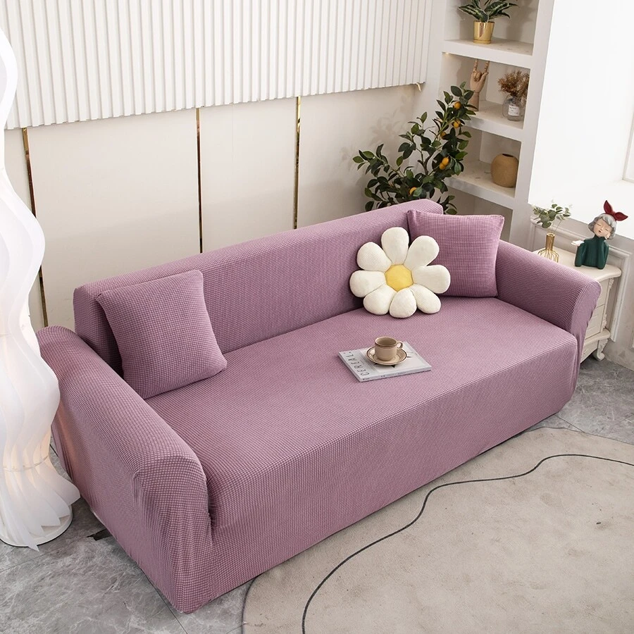 Corn Velvet Sofa Cover In Light Purple - Mauve Purple - View 1