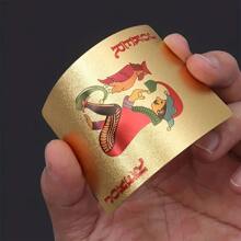 1副金色撲克牌防水扑克牌塑料pet扑克牌新奇撲克遊戲工具,適用於家庭遊戲派對 - 金色 - 查看 7