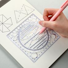 1入組多功能繪圖尺帶功能,幾何繪畫工具適用於中間和基本學校學生 - 彩色 - 查看 1