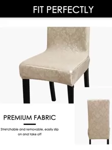 forcheer 1pc Silver Fox Velvet Embossed Elastic Dining Chair Cover, Solid Color Stretch Washable Chair Protector Slipcover