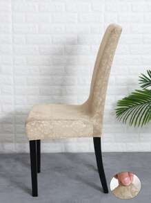 forcheer 1pc Silver Fox Velvet Embossed Elastic Dining Chair Cover, Solid Color Stretch Washable Chair Protector Slipcover