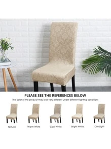 forcheer 1pc Silver Fox Velvet Embossed Elastic Dining Chair Cover, Solid Color Stretch Washable Chair Protector Slipcover