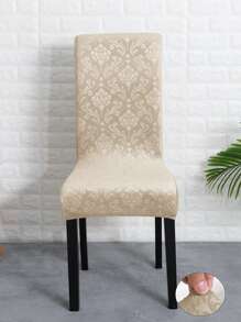 forcheer 1pc Silver Fox Velvet Embossed Elastic Dining Chair Cover, Solid Color Stretch Washable Chair Protector Slipcover