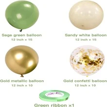 51 piezas verde , blanco & dorado Kit arco de globos para boda , fiesta de bienvenida al bebé o de fiesta de cumpleaños Fondo decoraciones - Multicolor - Ver 2