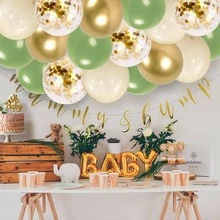 51 piezas verde , blanco & dorado Kit arco de globos para boda , fiesta de bienvenida al bebé o de fiesta de cumpleaños Fondo decoraciones - Multicolor - Ver 4