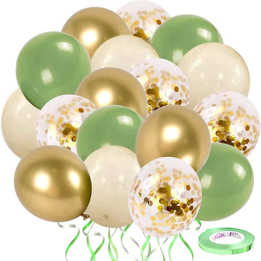 51 piezas verde , blanco & dorado Kit arco de globos para boda , fiesta de bienvenida al bebé o de fiesta de cumpleaños Fondo decoraciones - Multicolor - Ver 1