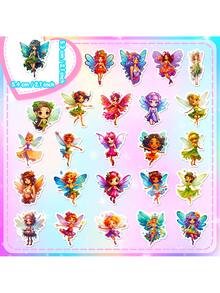 Finego Fairy Stickers 50 Pcs, Fairy Tale Butterfly Flower Fairies Vinyl Decal, Waterproof Sticker Pack Perfect For Laptop, Water Bottle, , Phone, Kids - Multicolor - View 4